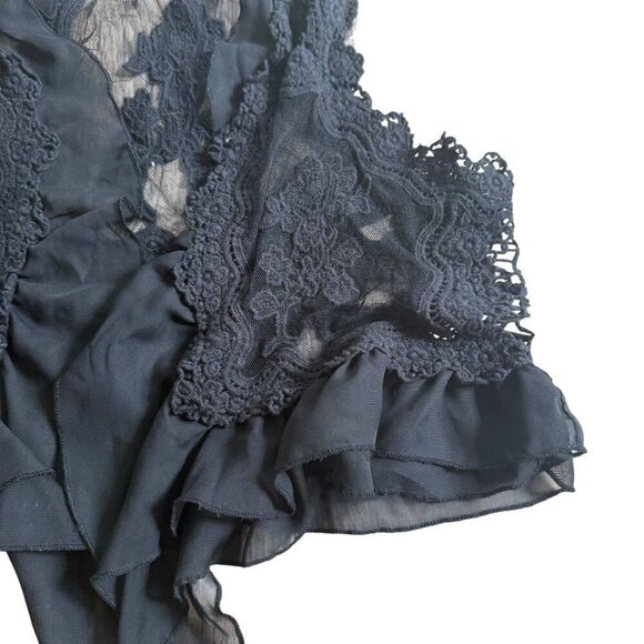 Umgee Lace Vest Black Small Medium Sheer Sleeveless Top Open Ruffle - Picture 2 of 8